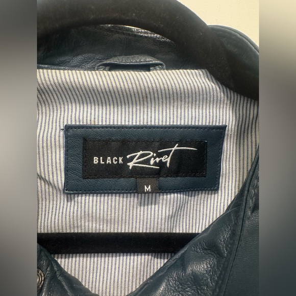 Black Pinet Men's Leather Jacket Blue Size M, There Is a Small Defect - Picture 2 of 7